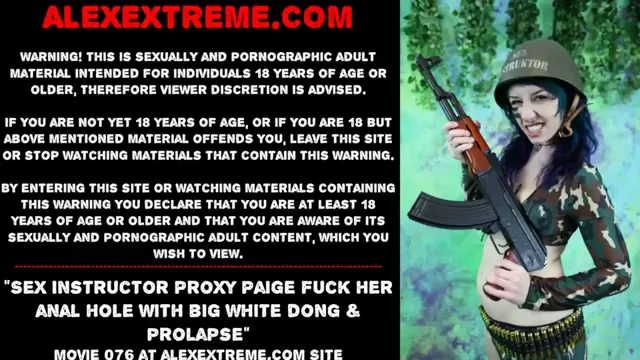 Sex Instructor Proxy Paige fuck her anal hole with big white dong & prolapse