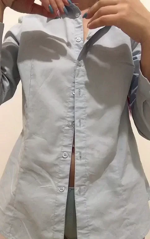 Fit Redhead Tease: Shirt Unbuttoned, Thong Booty Pop & Bare Pussy Peek
