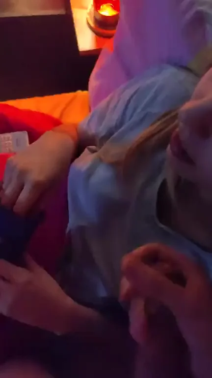 I was watching TV but he wanted a blowjob...so he ends up putting his cum on my lips ??