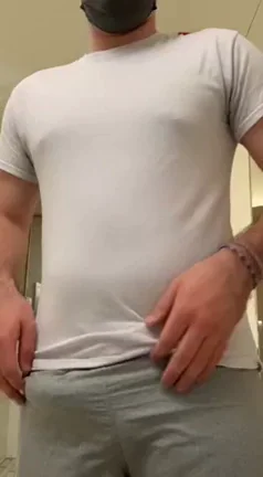 Bathroom Tease: Gripping That Thick 8-Inch Monster