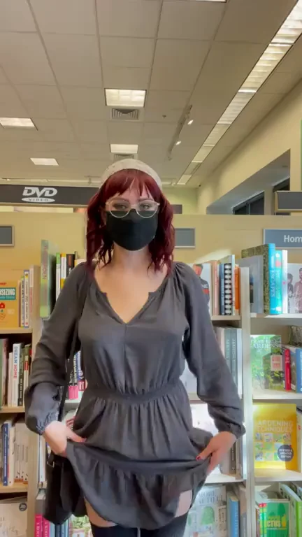 🔥 Library Slut Flashes Pussy & Ass in Hold the Moan GIF 😈📚