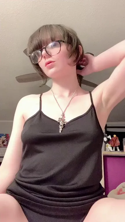 Slutty Goth GF's Teasing Big Tiddy Reveal in Sheer Black Slip