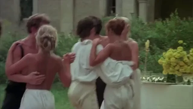 1976 Euro Art-House Orgy: Topless Teens Twirl Tits in Slutty Garden Romp