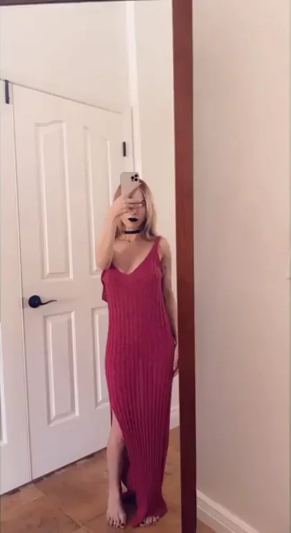 🔥 Quick On-Off Tease in Red Slit Dress! ⚡