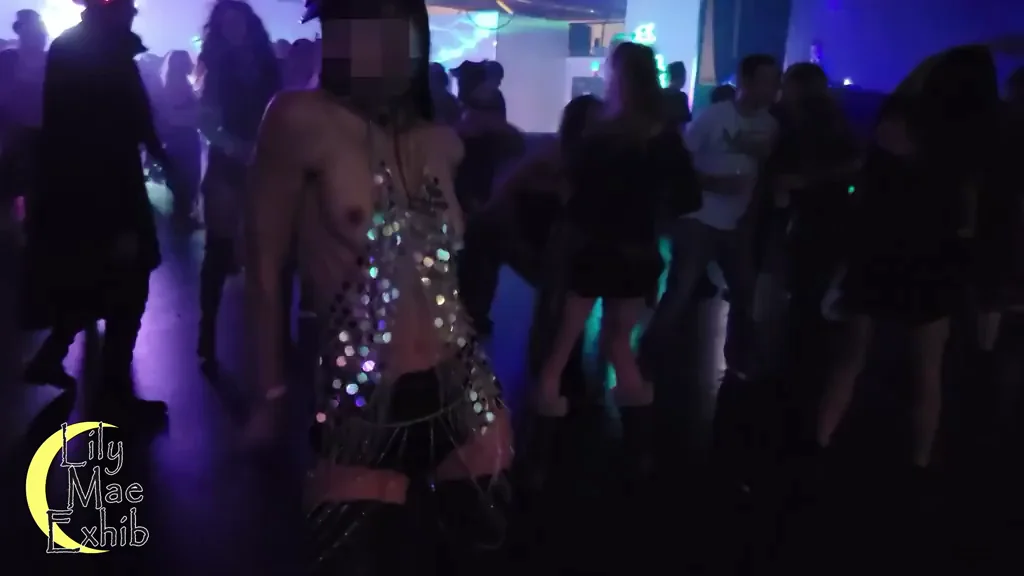 Tits Pop Out of Skimpy Top on Dance Floor, Hubby Makes Me Stay Exposed! 🔥🍒 [GIF]