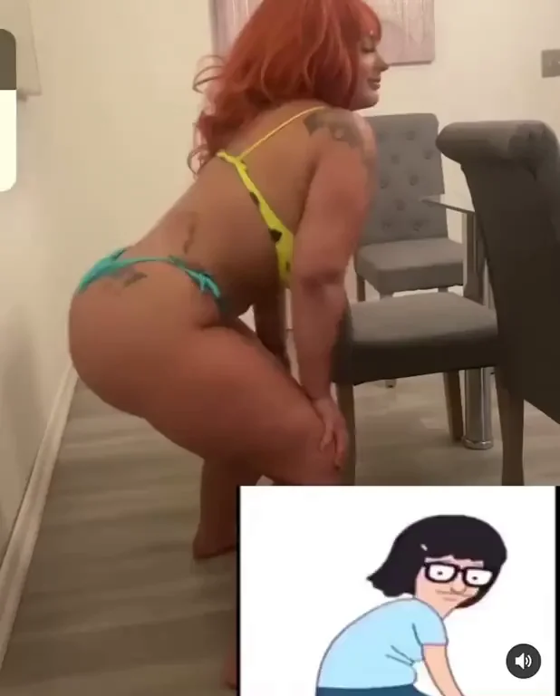 Redhead Busty Babe Bends Over in Tiny Bikini Like a Naughty Cartoon Slut