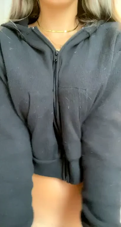 Morning Hoodie Tease: Bigger Tits Than You Thought Surprise!
