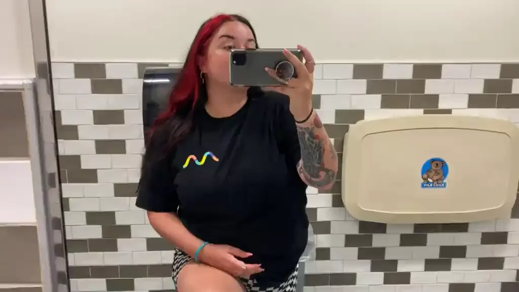 🔥 Redhead Slut's Massive Titty Drop in Work Bathroom 😈 (OC)