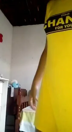 Indian girl playing with household dildo