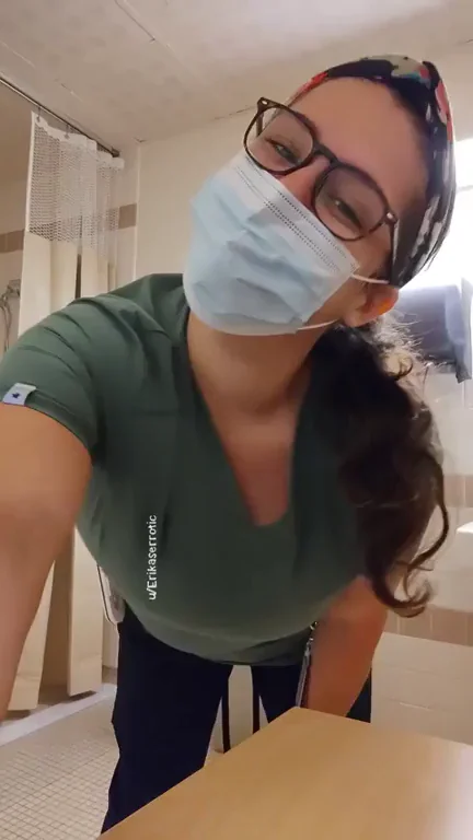 Chubby Nurse's Smiley Scrubs Flash: Massive Tits Peek to Cure Your Hump Day Blues
