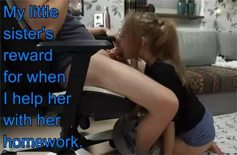 little sister repays him for doing her homework