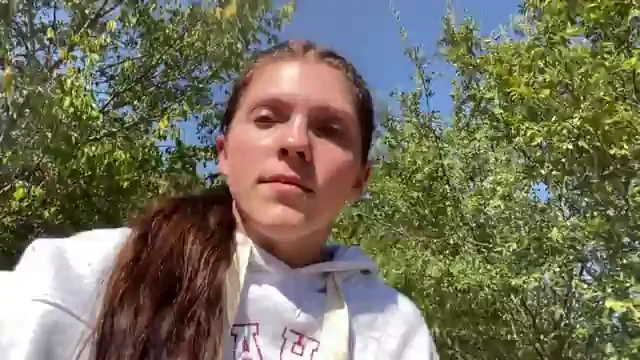 POV: Spotting This Slutty Hoodie Tease on Her Walk 😈🌳🍑