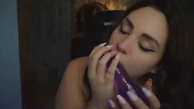 Topless ASMR dildo sucking & massaging