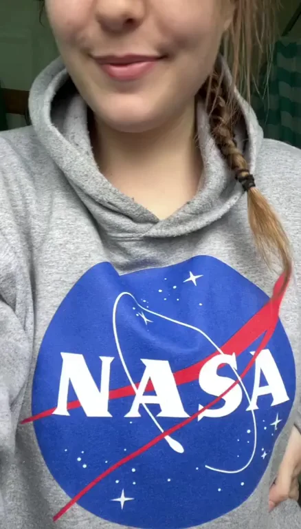 All-Natural 34E Titties Tease in NASA Hoodie 😍🍈🍈