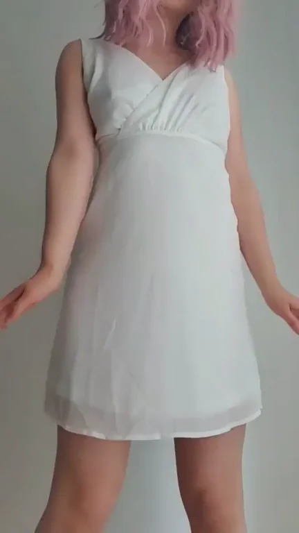 Peek Under My Dress? Pink-Haired Slut Shows Off Nude Body 😈👗💦