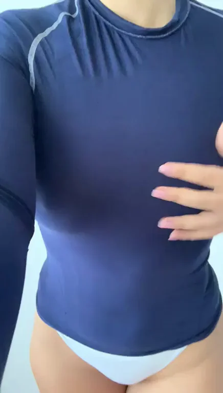 Slutty Rashguard Tease: Tits Out, Ass Up in White Thong