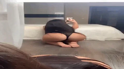 Thick Ass Babe in Tiny Black Thong Bends Over & Shakes 🍑🔥