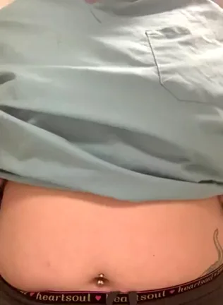 Pierced Belly Babe's Massive Titty Drop Tease