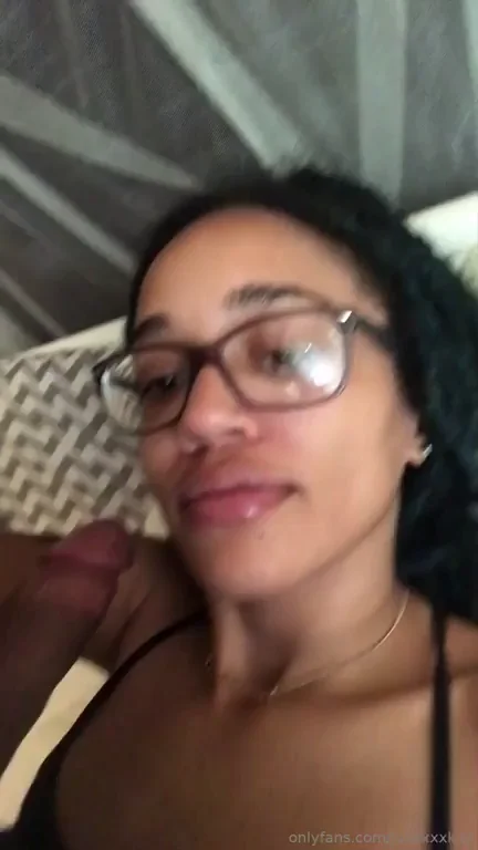 Glasses-Wearing Ebony Babe Devours Massive BBC