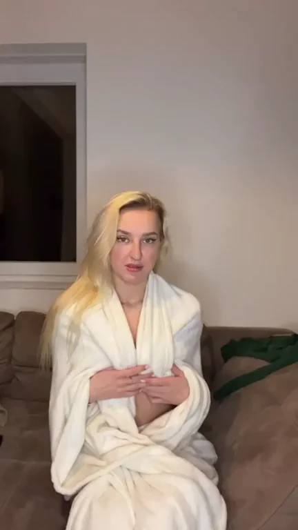 Dropping the Bathrobe to Flaunt My Perky Natural Tits, Eyes on Me Babe