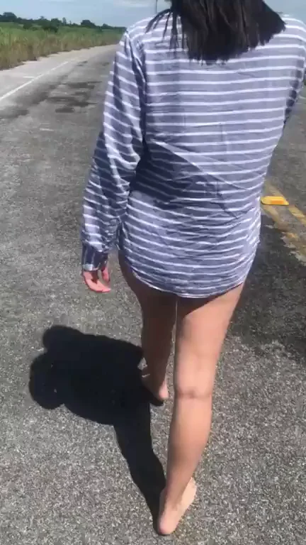 Walking in a road