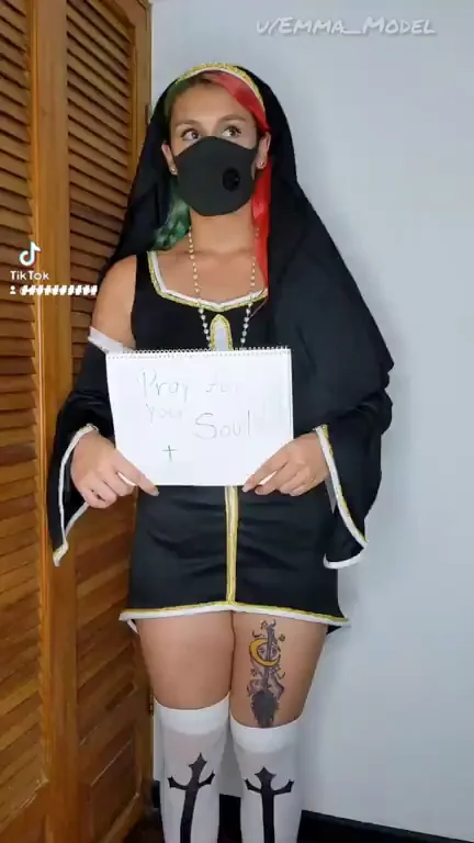 Naughty Nun Tease: Come to Church? 😈👼💦