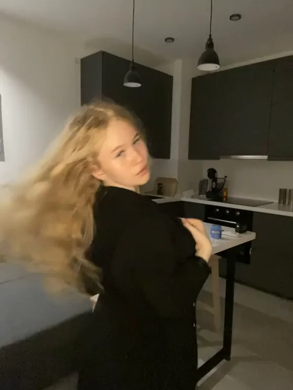 POV: Your GF's Teeny AA Tits Tease in Our Kitchen 💋🔥