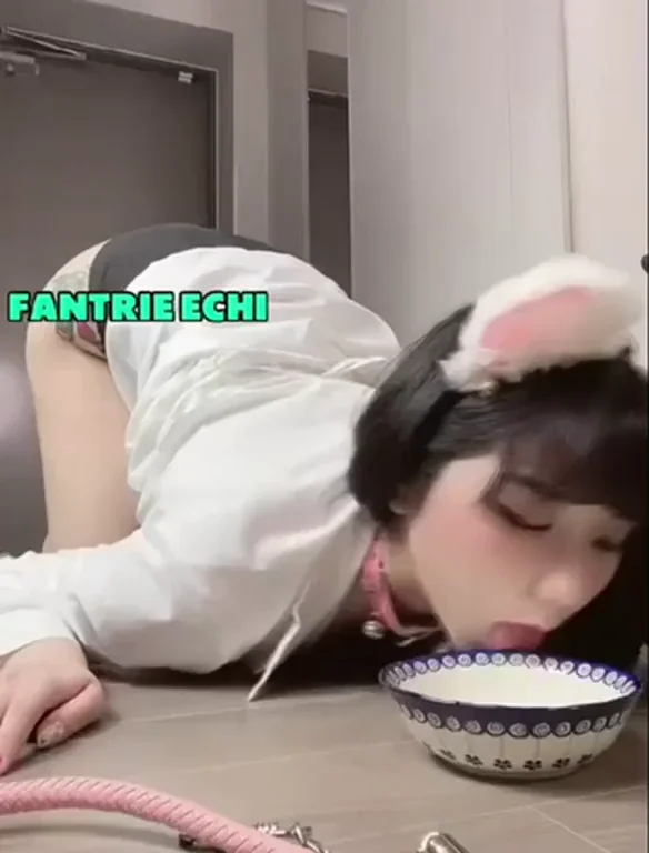 🐱 Kitty Echih Laps Up Creamy Milk from Bowl Like a Hungry Slut 😻💦