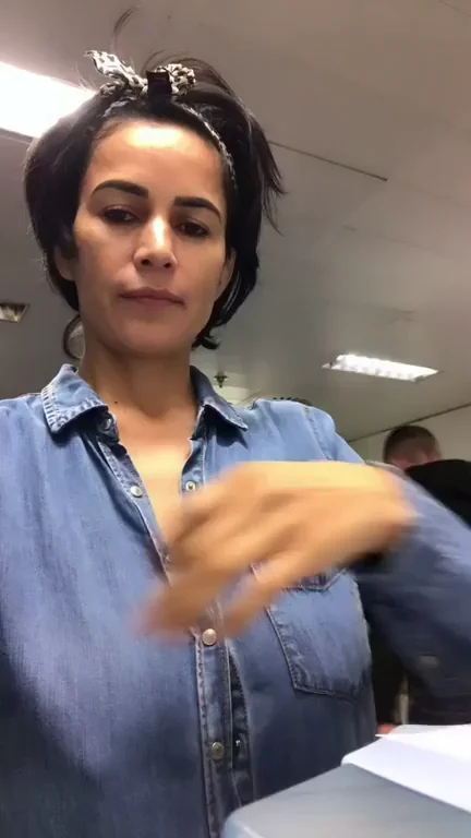 Nanda's Busty Office Tease: MILF Flashes Massive Tits at Work