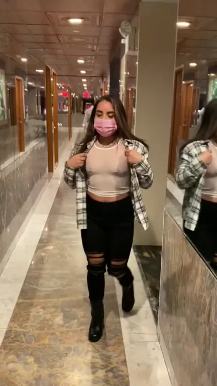 Showing off my little Mexicana tits in an NYC hotel