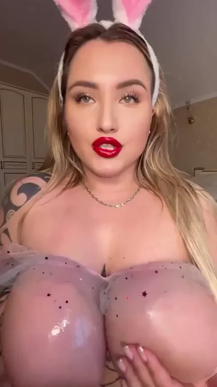 Bunny Babe Begs for Fat Cock Between Her Massive Tits