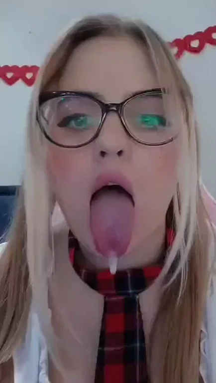 Slutty Schoolgirl Ahegao: Tongue Out for Kisses & Cum