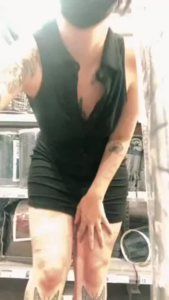 Flashing in a busy shop [F]