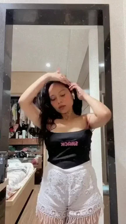 🔥 TikTok Slut @__ecstcy Teases in Black Tube Top & Frilly Shorts 💦
