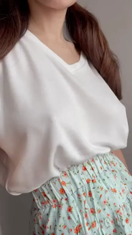 Braless Pokies Teasing Through White Top 😍🔥