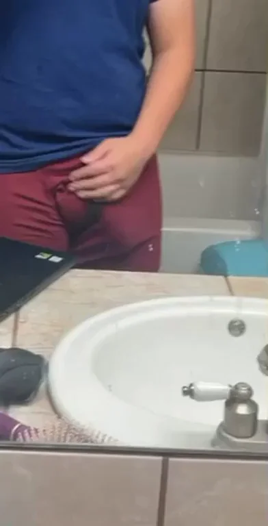 🫦 Huge Dick Bulge Tease in Tiny Chick's Bathroom 💦 Where's the Slut?