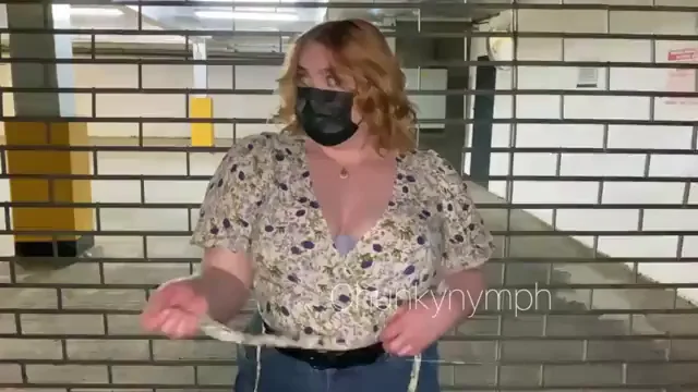 Public Flash: Massive Tits Tease in Parking Garage 😈🍈🍈