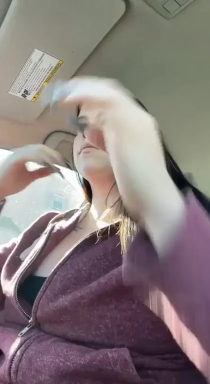 Morning Commute Titty Tease in the Car 🚗💦