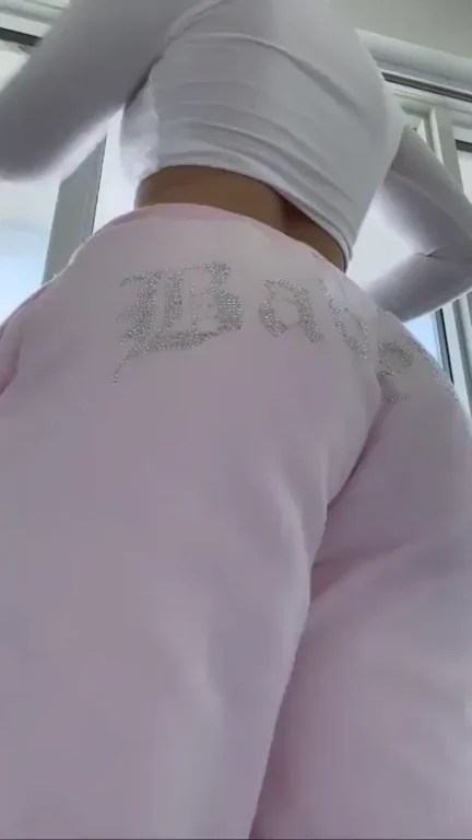 Tall Slut's Massive Bouncy Ass Spread in Pink Sweatpants Tease