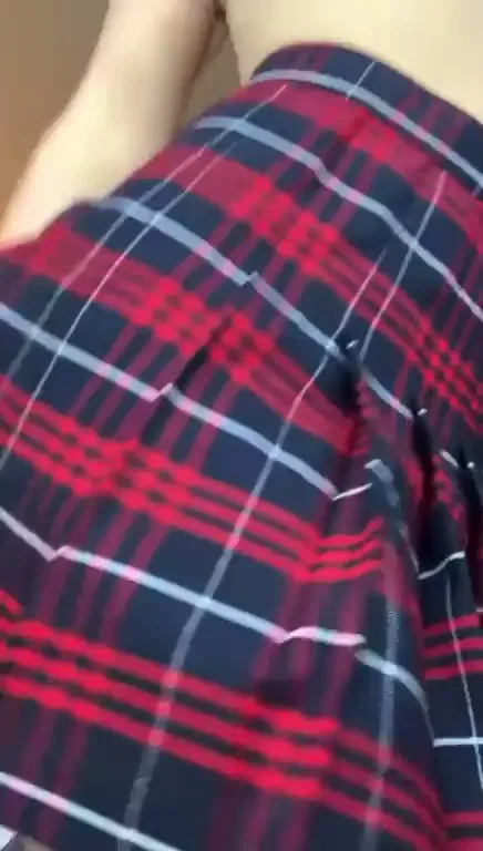 Petite Schoolgirl Slips on Plaid Skirt to Tease Her Tight Asshole 😈🍑