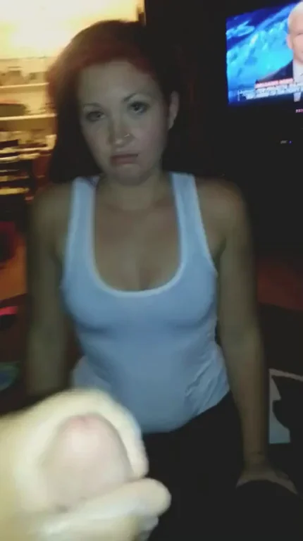 Redhead Slut Gags and Gulps Thick Cum Load