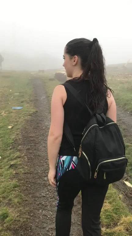 Risky Foggy Flash: Petite Cutie Teases Tits with Stranger So Close 😈🌫️