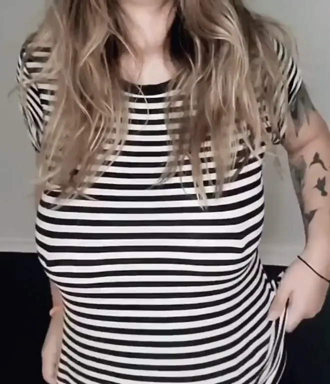 Striped Shirt Hiding Massive Tits? Busted! 🍈🍈🔥