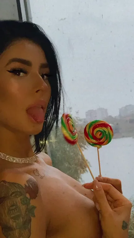 Petite Slut Licks Cum Off Balls with Candy Tease 😛💦