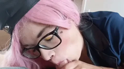 Pink-Haired Cop Slut Ready to Suck for Halloween 🍭👮‍♀️💦