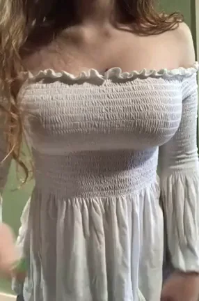 Busty Babe's Perky Nipples Popping Out in Sheer Dress