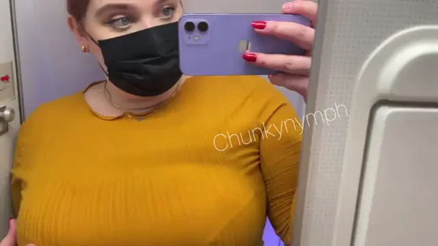 Mile High Club Tease? Join My Natural Titties in the Lav 🚀🍑