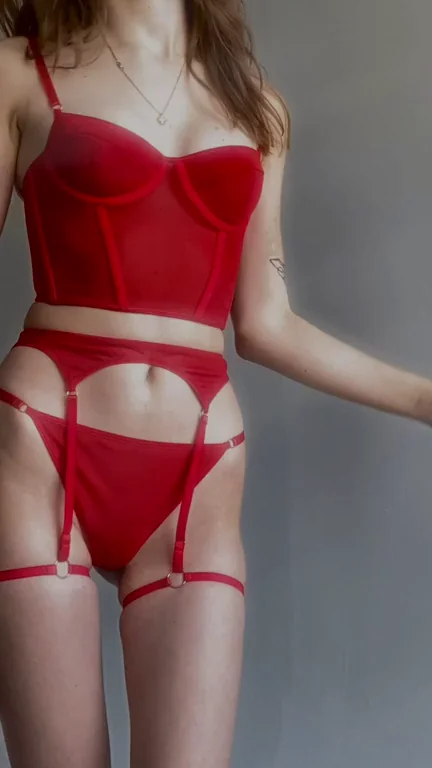 So Horny TikTok Teen Teasing Tits in Red Lingerie 🔥🍒
