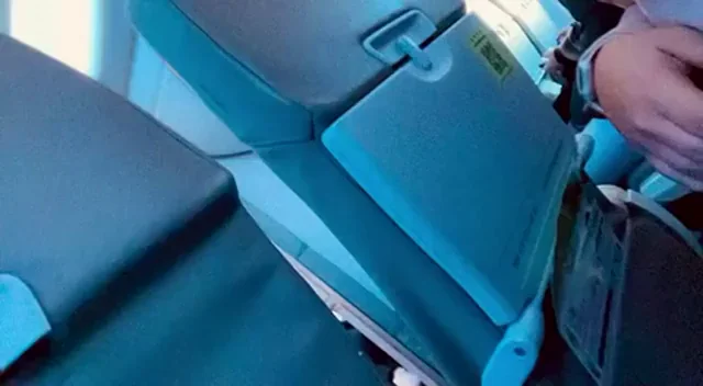 Naughty NYE Tit Flash on Airplane from Horny Slut