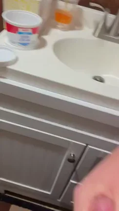 Bathroom Handjob Cumshot Solo Tease